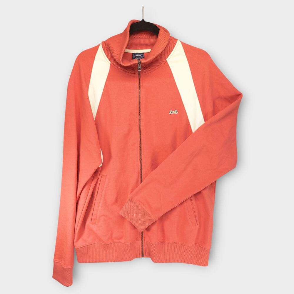 Womens Le Tigre The Classic Coral & White Full Zip Sweater Jacket Size XXL